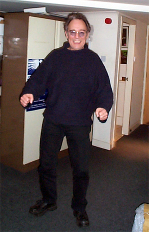 Bruce pictured at Schoolhouse's offices at Leith, 2000